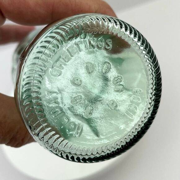 Vintage Coca Cola Bottle, 1994 Coke Holiday Greetings Green Glass Hobble Skirt - Picture 6 of 9